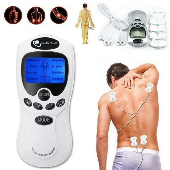 DISEN Digital Therapy Machine, Electric Therapy Massage Electronic Pulse Kit Dual-output 8 Modes with Electrode Pad (Massager 2Pairt Electrode Pad)
