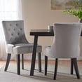 thumbnail image 2 of GDF Studio Maggie Contemporary Tufted Dining Chairs, Set of 2, Light Gray Fabric and Espresso, 2 of 12