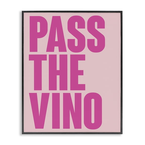 Stupell Industries Pass The Vino Pastel Quotes and Sayings Painting Black Framed Art Print Wall Art, 11 x 14