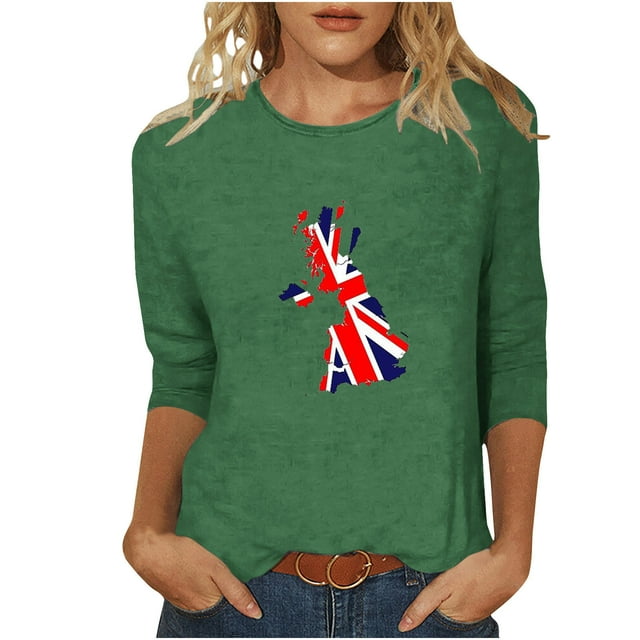 FAIWAD Hauts d'Été Indépendants pour Femmes Manches 3/4 Col Rond Imprimé Tendance Hauts Décontractés Blouses Grande Taille