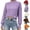 Purples, variant on Women's Mock Neck Cable Knit Sweater, Long Sleeve Cropped Pullover, Loose Button Detail Knitted Jumper, Warm Casual Tops for Fall Winter Daily Wear White One Size