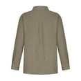 thumbnail image 5 of CFLVAEK Button Down Cotton Linen Tops for Plus Size Women Dressy Collared Office Tunic Blouses Casual Rolled 3/4 Sleeve Plain Color Shirt, 5 of 8