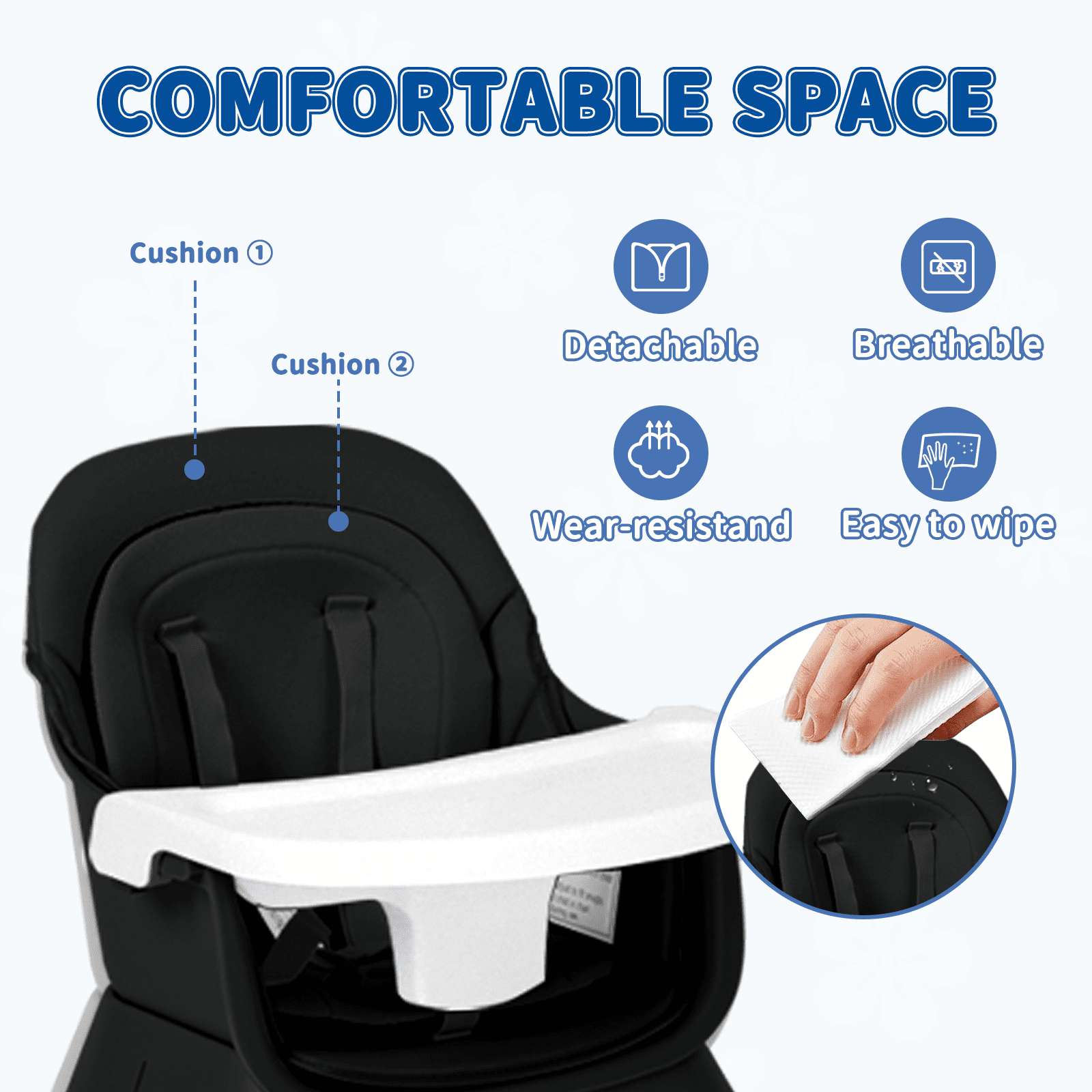 LINLUX 8 in 1 Convertible High Chair for Babies, Feeding Booster Seat for Toddlers, Black
