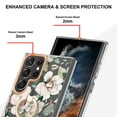 thumbnail image 3 of Compatible for Samsung Galaxy S23 Ultra Case with Ring Kickstand Holder Clear Floral Pattern Hybrid PC TPU Shockproof Protective Phone Case Cover for Samsung Galaxy S23 Ultra Women Girls, White Flower, 3 of 5