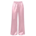 thumbnail image 7 of Yteetum Women's Satin Silk Wide Leg Pants Loose Drawstring Elastic Waist Trousers Women Casual Solid Baggy Lightweight Comfy Trousers, 7 of 7
