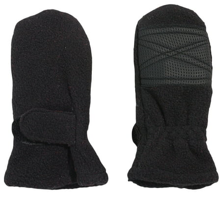 Cozy Cub Baby Winter Mittens - Thumbless Easy-On Fleece Mittens - Black, Size XS, 0-12