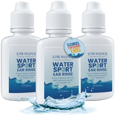 STREAM2SEA Water Sport Ear Drops for Swimmers, Divers and Surfers, Paraben-Free, 1 Fl oz (3 Pack)