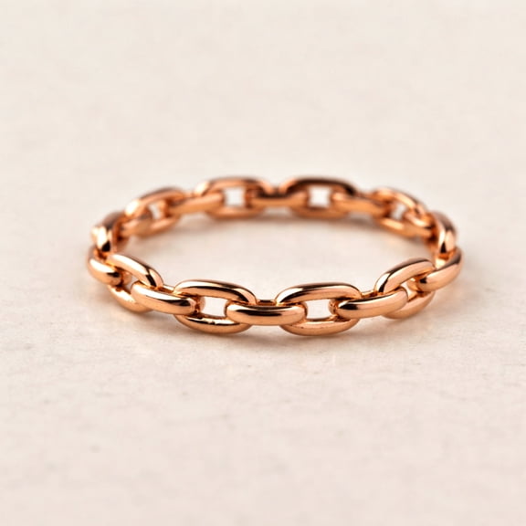 Pure Copper Chain Ring, Chunky Link Band Ring, Minimalist Statement Ring, Boho Stacking Ring, Handmade Copper Jewelry