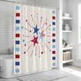 thumbnail image 6 of Independence Day Bathroom Shower Curtains with 12 Hooks Polyester Waterproof Shower Curtain for Stalls and Bathtubs 4th of July Red Blue Striped Stars Beige Decorative Bathroom Curtain 60x72 Inches, 6 of 9