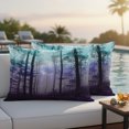 thumbnail image 5 of Teal Purple Forest Outdoor Pillow Covers 20"x12" Set of 2, Waterproof Throw Pillow Covers for Patio Furniture, Vintage Foggy Woods Tree Decorative Cushion Pillowcases for Garden Porch Couch Sofa, 5 of 9