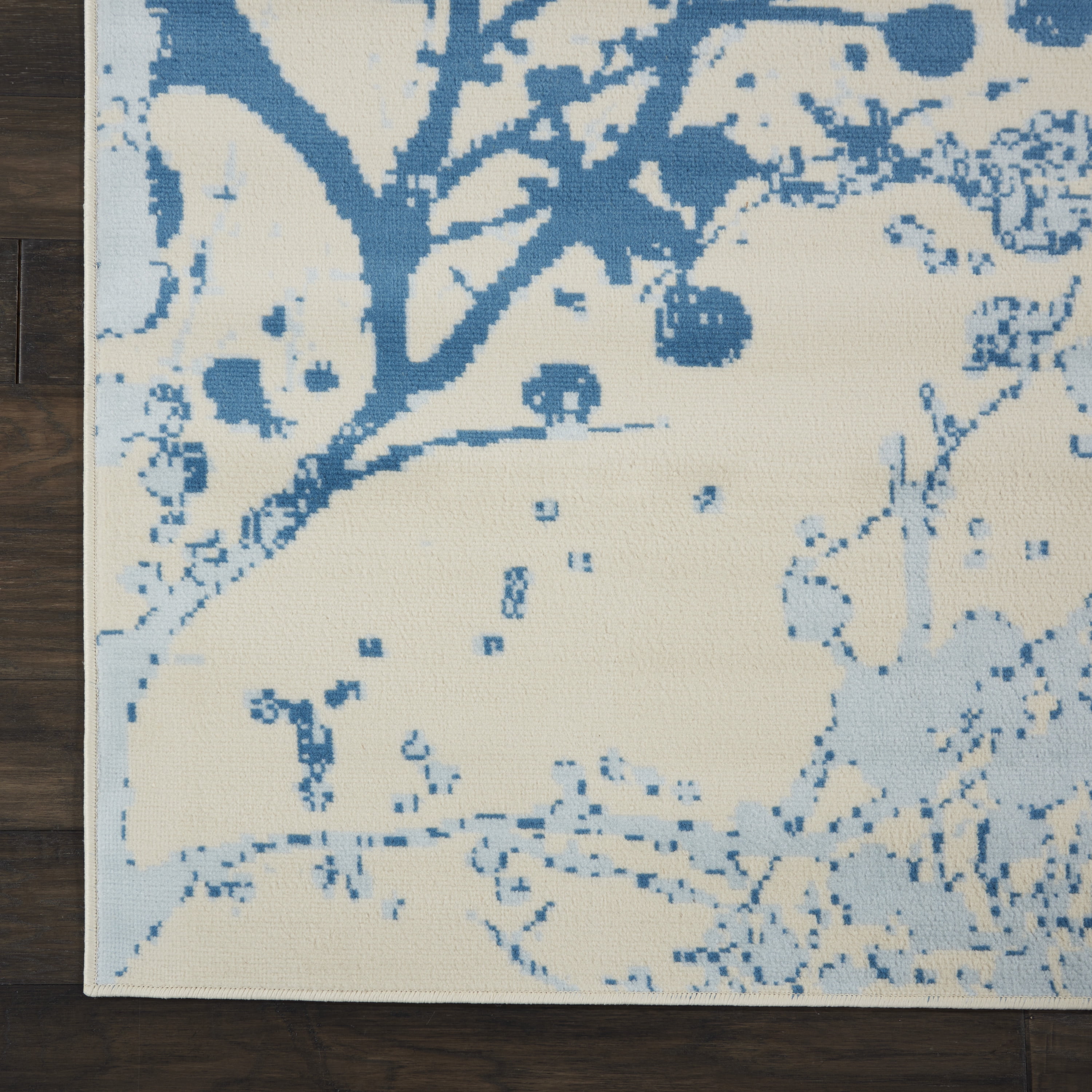 Nourison Bliss Modern Botanical Ivory/Blue 7'10" x 9'10" Area Rug, (8' x 10')