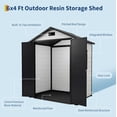 thumbnail image 2 of 6x4 FT Outdoor Storage Shed with Floor, Plastic Resin Garden Shed with Window & Sloping Roof & Lockable Door for Patio Backyard Garden, Lawn Mower, Bike, Tool Storage, 2 of 8