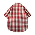 thumbnail image 4 of ZCFZJW Mens Plaid Button Down T-Shirts Classic Summer Short Sleeve Work Business Tops Loose Soft Cotton Regular Fit Casual Gingham Shirts with Pockets Red XXXXXL, 4 of 4