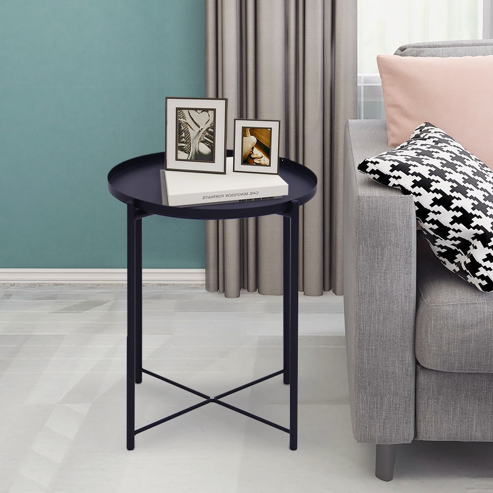 Abble Circular Metal Tray Top End Table