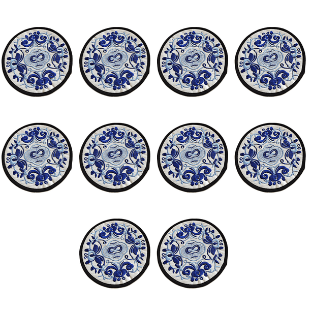 10 posavasos redondos bordados estilo chino - porcelana azul y blanca MFZFUKR CPB-DE-WX779-11