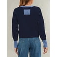 thumbnail image 6 of Women'S Cropped Cardigan Sweaters Fall Long Sleeve Open Front Button Down Color Block Knit Outwear Coats Dark Blue XL, 6 of 8