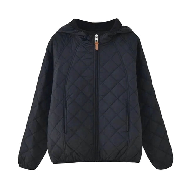 Lovzfmll Parka Unie pour Femmes, Mode Décontractée à Fermeture Éclair Rembourrée Manches Longues pour Froid Noir, 2TG