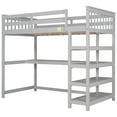 thumbnail image 5 of Twin Size Loft Bed In Gray With Desk And Storage - Construction Of Solid Wood For Comfortable Sleep Shelf Workstation Efficient Bedroom Use, 5 of 6