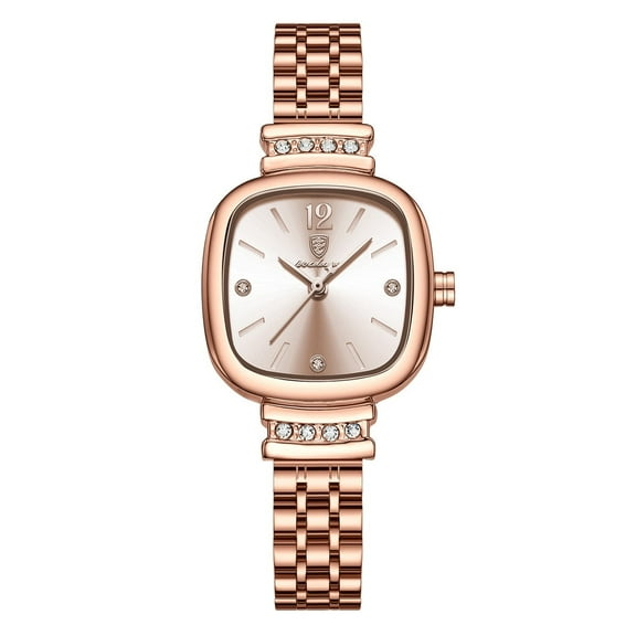 Explojoy Elegant Ladies Quartz Watch – Square Dial, Water Resistant, Steel Strap, Modern Styling