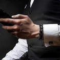 thumbnail image 3 of Premium Genuine Leather Bracelet for Men in Black Magnetic Stainless Steel Clasp in Black, Silver and Gold | Exclusive Jewellery | Great Gift Idea, 3 of 4