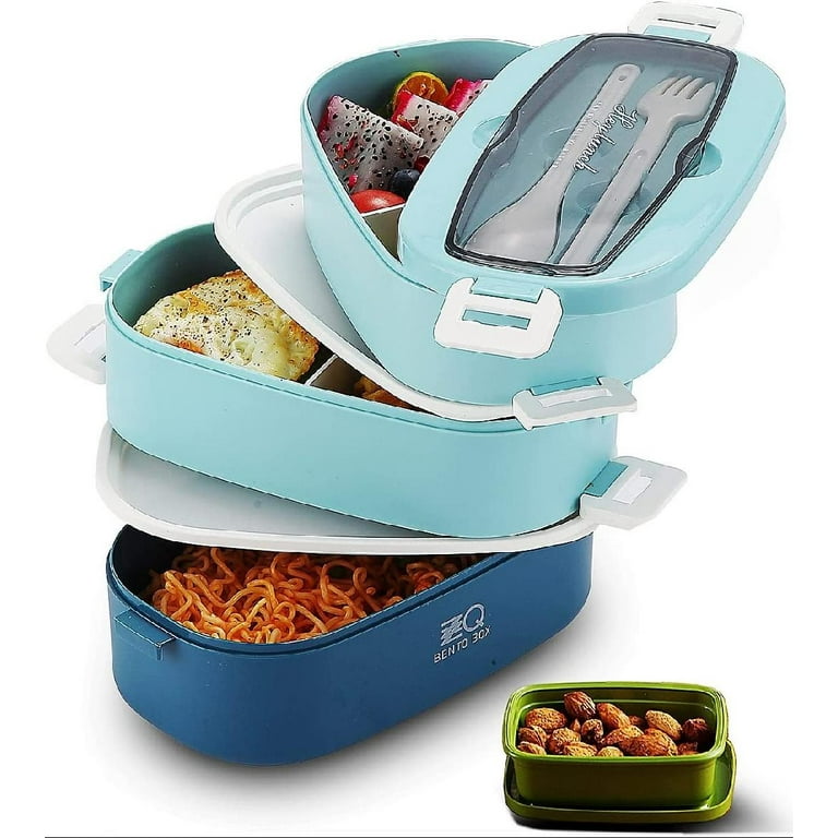 Eco Friendly Stackable Bento Box Lunch Box for Adults and Kids Dishwasher  and Microwave Safe 3 Dividers 