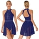 thumbnail image 3 of Vestido de baile lírico de Ballet con diamantes de imitación brillantes para mujer, vestidos de leotardo modernos con espalda descubierta, traje de actuación de baile y patinaje artístico, 3 of 5