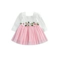 thumbnail image 1 of xiaxaixu Bambin Filles Princesse Robe à Manches Longues Tulle Patchwork Robe de Printemps avec Décor Floral, 1 of 8
