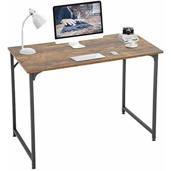 Computer Desk Home Office Desk Gaming Desk Corner Writing Black Large 47”L x 23”W Student Art Modren Simple Style PC Wood and Metal Desk Workstation for Small Space，Vintage