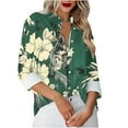 thumbnail image 6 of Women's Button-Up Long Sleeve Shirts Fashion Floral Print Dressy Blouses Casual Turndown Collar Shirt Loose Tops Spring Summer Outdoor,Beach,Vacation Top 12#Multicolor 3XL, 6 of 6