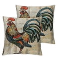 thumbnail image 2 of Acheng Pillow Covers Vintage Farmhouse Rooster with Lettering Throw Pillow Covers Poultry Chicken Decorative Pillowcase Cushion Cover Home Sofa Set of 2  White, 2 of 6