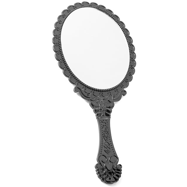 Miroir à Main Vintage avec Poignée Miroir de Maquillage de Voyage Ovale