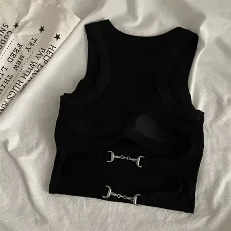 New Women Sports Tank Tops With Bra Pad Casual Crop Tops Backless Knitt Running Camisole For Women Y2K Streetwear Tops