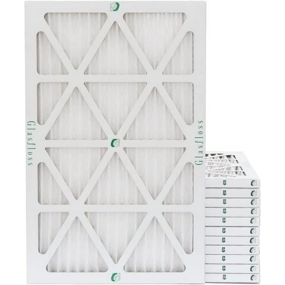 Glasfloss 16x25x1 MERV 10 AC & Furnace Air Filters. Case of 12. Actual Size: 15-1/2 x 24-1/2 x 7/8