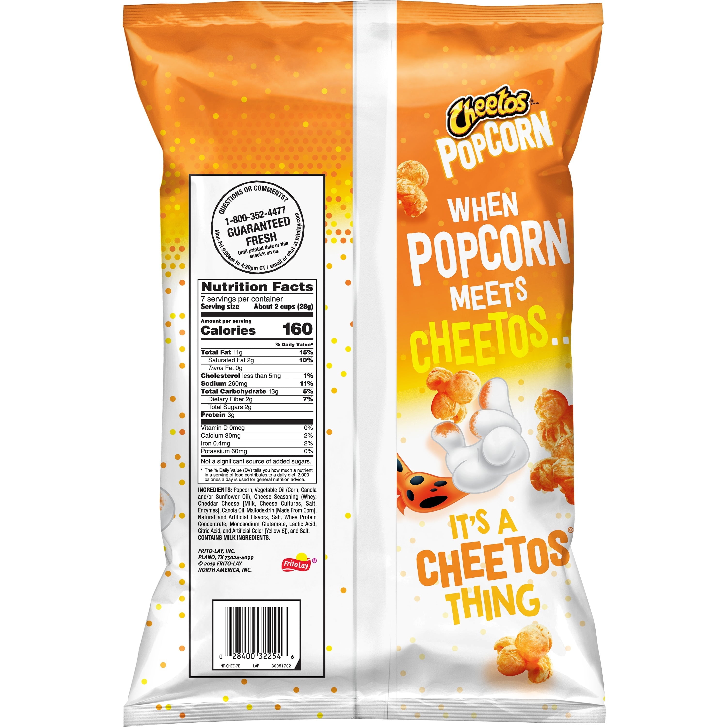 (4 pack) Cheetos Popcorn, Cheddar, 7 oz Bag, Flavored Popcorn, Snack Chips