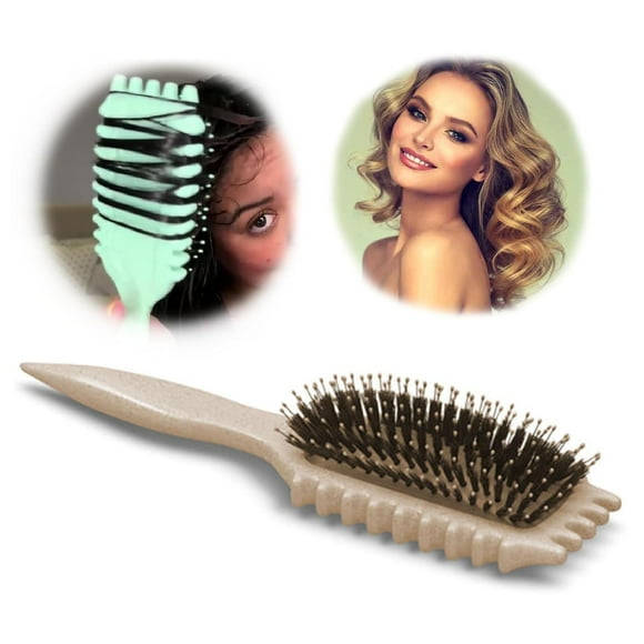 Bounce curling brush, styling hair brush, not easy to pull, suitable for men and women, anti-knot curling brush green