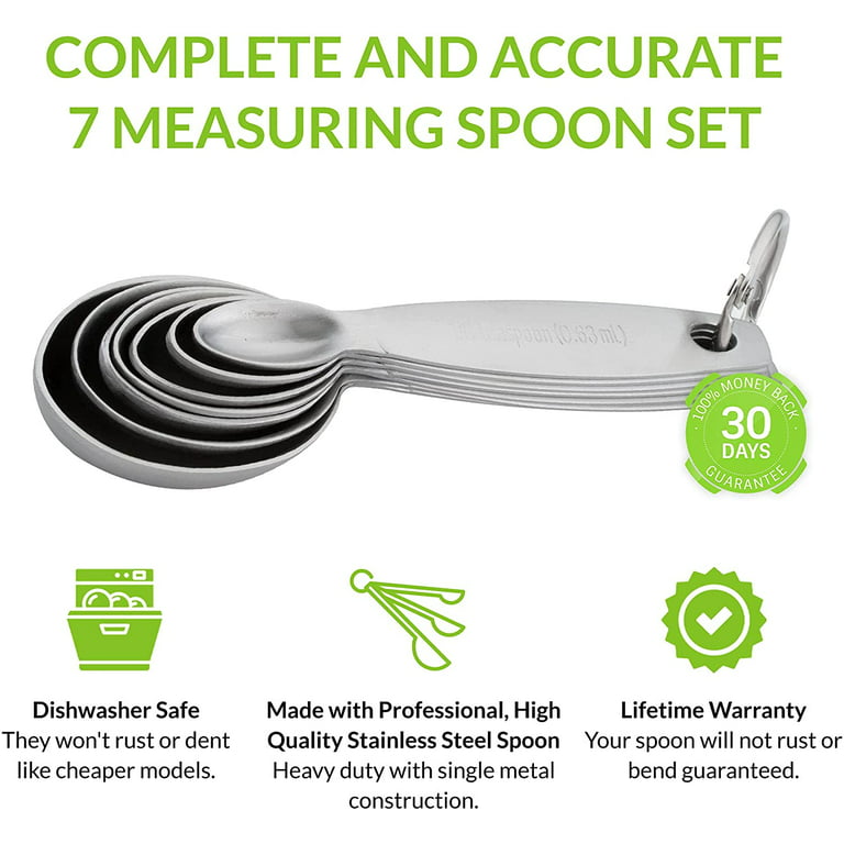 Measuring Spoons, Measuring Spoons Set, AOOSY 7-Piece Heavy Duty Stainless  Steel Tablespoon Measure Spoon,Removable Small Teaspoon for Dry and Liquid