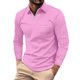 thumbnail image 1 of Men's Long Sleeve Zipper Lapel Shirt Solid Casual Top 3XL, 1 of 4