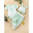 thumbnail image 2 of Inevnen My First Easter Outfit Infant Baby Boy Girl Short Sleeve Bunny Romper Pants with Hat, 2 of 9