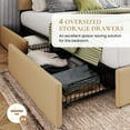 thumbnail image 4 of Sha Cerlin Beige King Fabric Platform Bed Frame with 4 Storage Drawers & Adjustable Headboard, Adult, 4 of 7