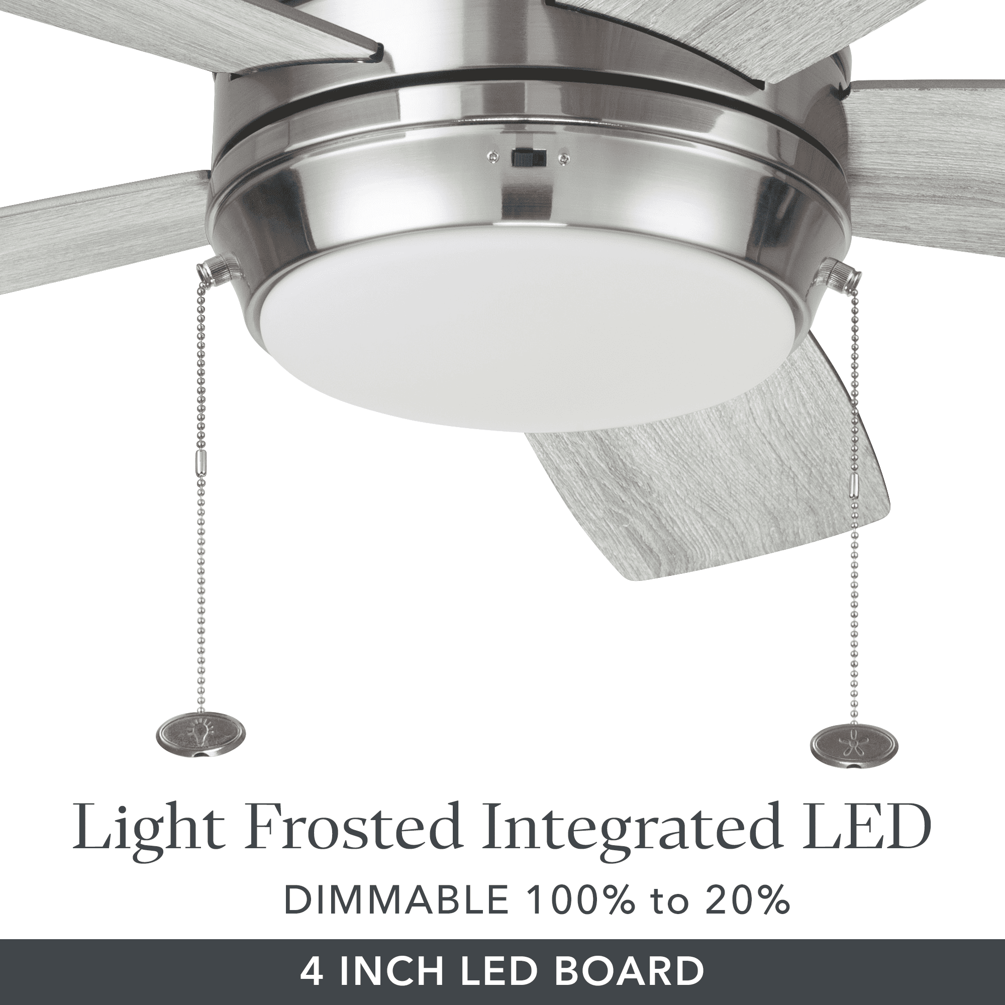 Better Homes & Gardens 42" Peterson Modern Nickel Indoor Ceiling Fan with Light, Pull Chains & Reverse Airflow