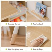 Guqiart Kids Desk and Chair Set with 5 Storage Cabinets, 71 Wooden Study Drawing Table with Bookshelves