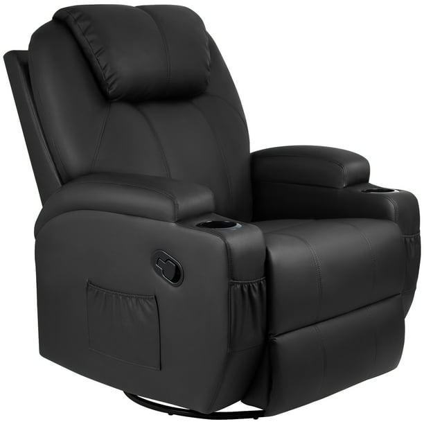 Homall Heated Swivel Rocking Recliner Chair Massage PU Leather 360