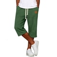 thumbnail image 4 of Enridrech Mens Jogger Capris Pants Plain Drawstring Elastic Waist 3/4 Length Pant Straight Leg Summer Casual Capri Shorts, 4 of 6
