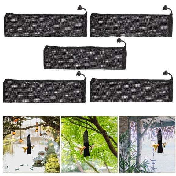 IBASETOY Black Nylon Bird Feeder Pouch, Portable and Lightweight, Easy to Carry, 5Pcs