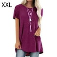 thumbnail image 1 of Camiseta para mujer, cuello redondo, manga corta, camiseta informal de color sólido, rojo vino, XXL Monstrate  AP001654-25, 1 of 5