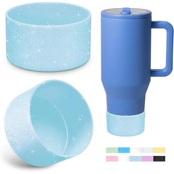 2PCS Glitter Silicone Boot for Hydrojug Traveler 32 oz 40 oz, Anti-Slip Protective Sleeve for Hydrojug Stainless Steel Tumbler, Bottom Cover Base Accessories