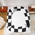thumbnail image 5 of Homewish White Black Checkered Twin Sheet Sets,Classic Minimalist Plaid Twin Fitted Sheet,Geometric Buffalo Print Flat Sheet For Girls Teens,Breathable Home Decor,3-Piece, 5 of 7