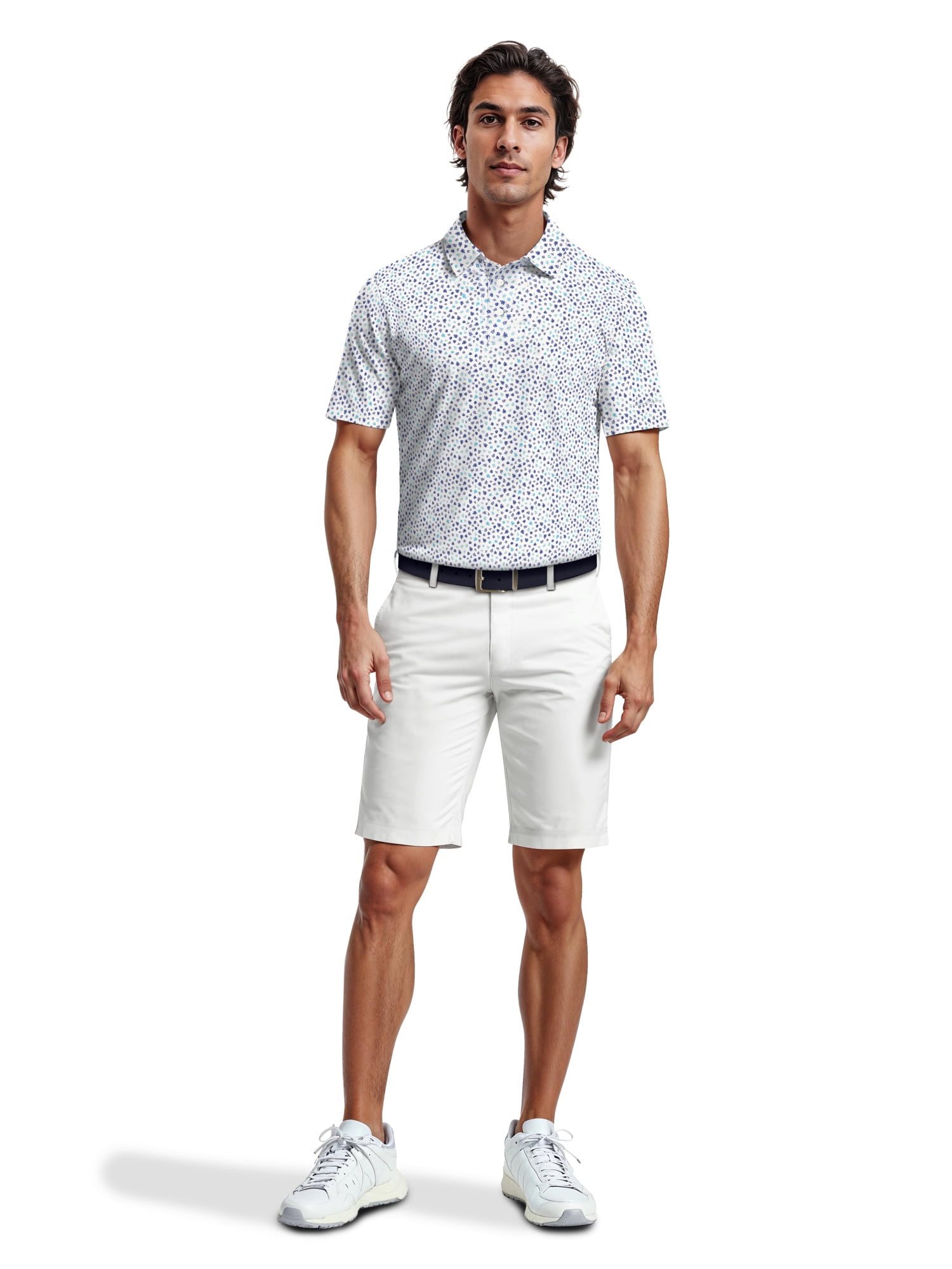 Ben Hogan Men's & Big Men's Performance Micro Fall Leaf Short Sleeve Golf Polo Shirt, Sizes S-5XL