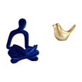 thumbnail image 1 of Figura de pensador abstracto y pájaros dorados, escultura artística, adorno versátil para decoración del hogar, oficina, escritorio, boda, inauguració, 1 of 8