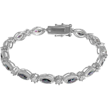 Brinley Co. Women's CZ Sterling Silver Link Bracelet, 7.5